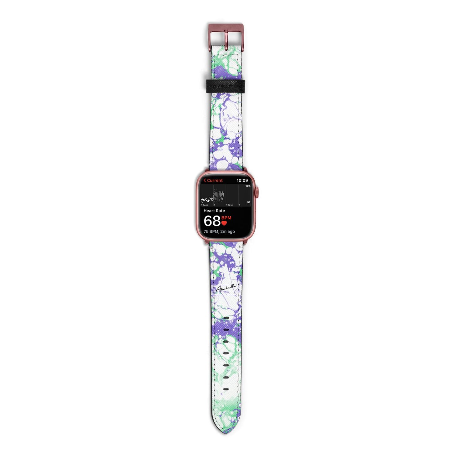 Personalised Liquid Marble Apple Watch Strap Size 38mm with Rose Gold Hardware