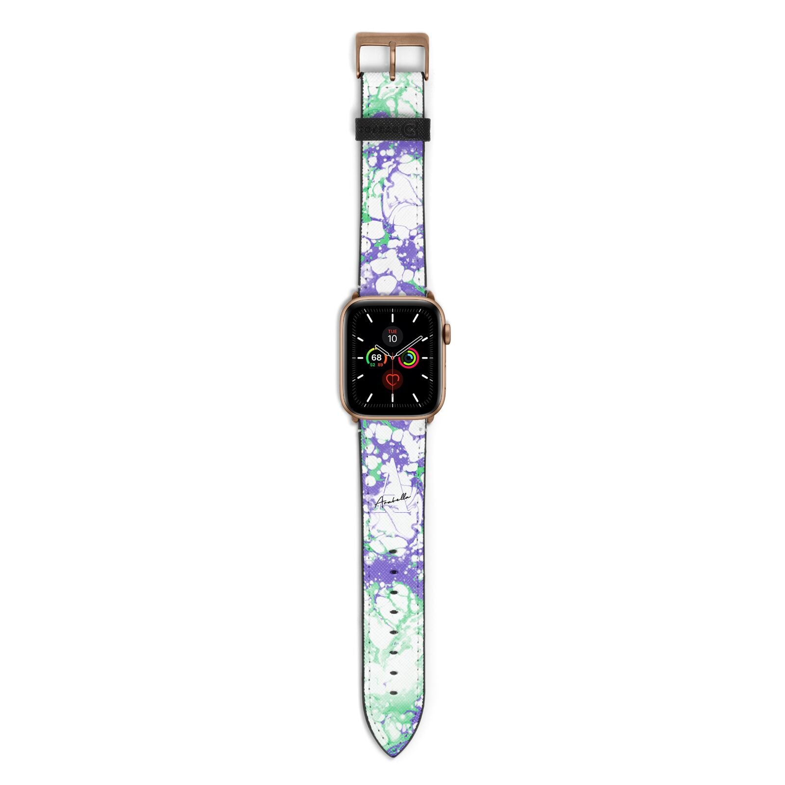 Personalised Liquid Marble Apple Watch Strap with Gold Hardware