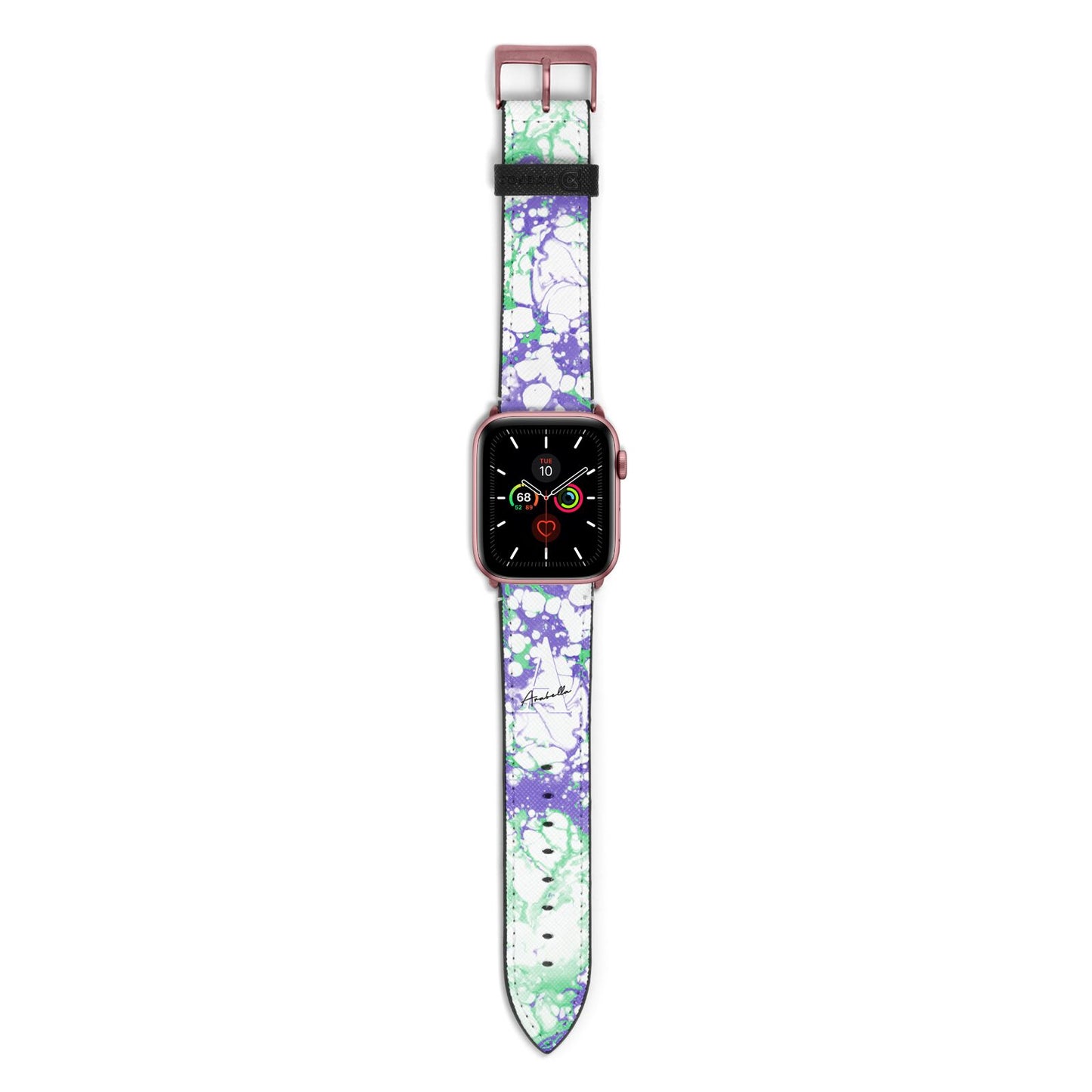 Personalised Liquid Marble Apple Watch Strap with Rose Gold Hardware
