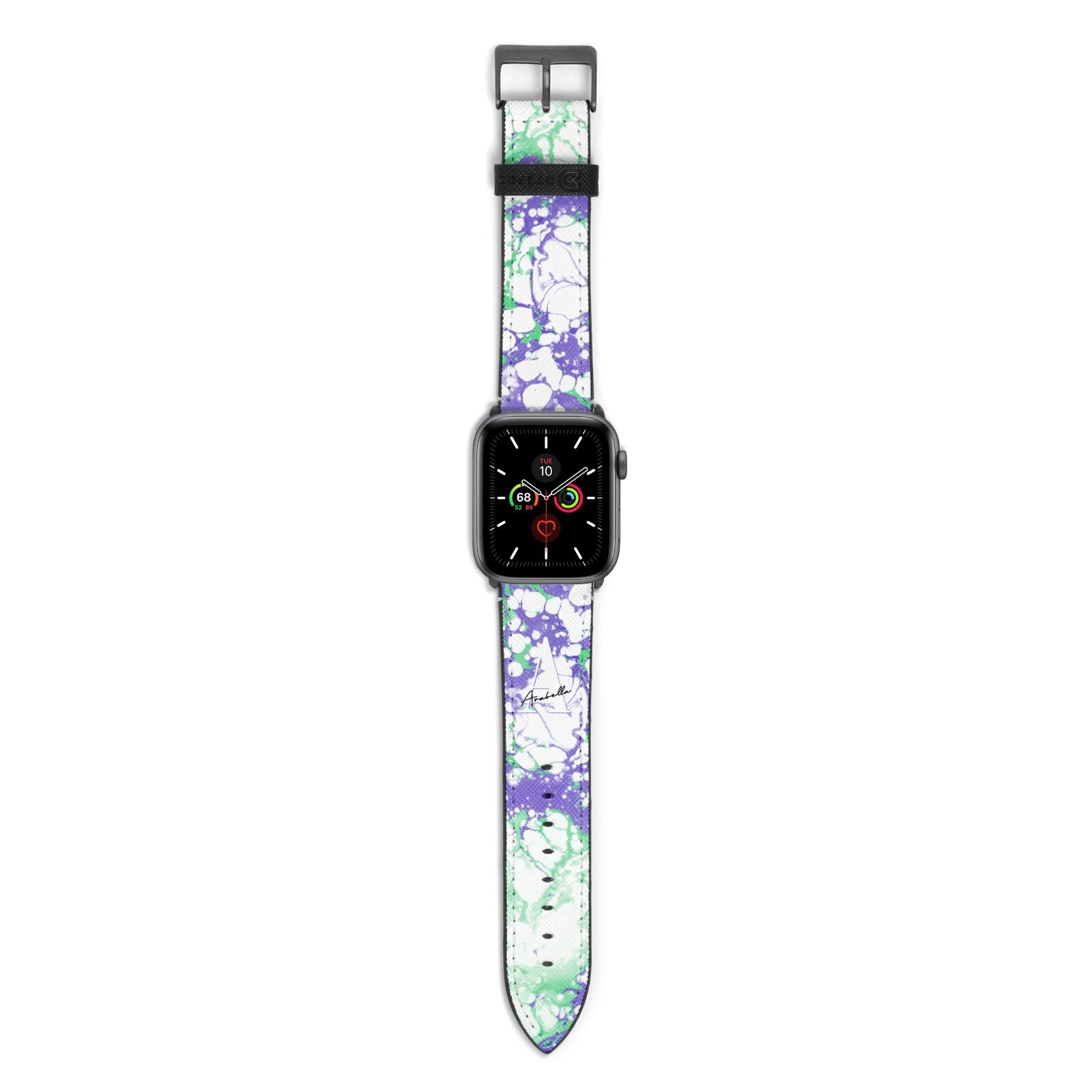 Personalised Liquid Marble Apple Watch Strap with Space Grey Hardware