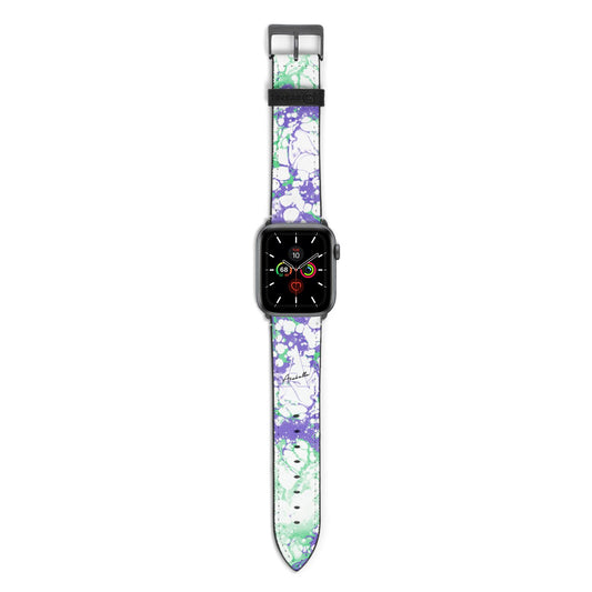 Personalised Liquid Marble Apple Watch Strap with Space Grey Hardware
