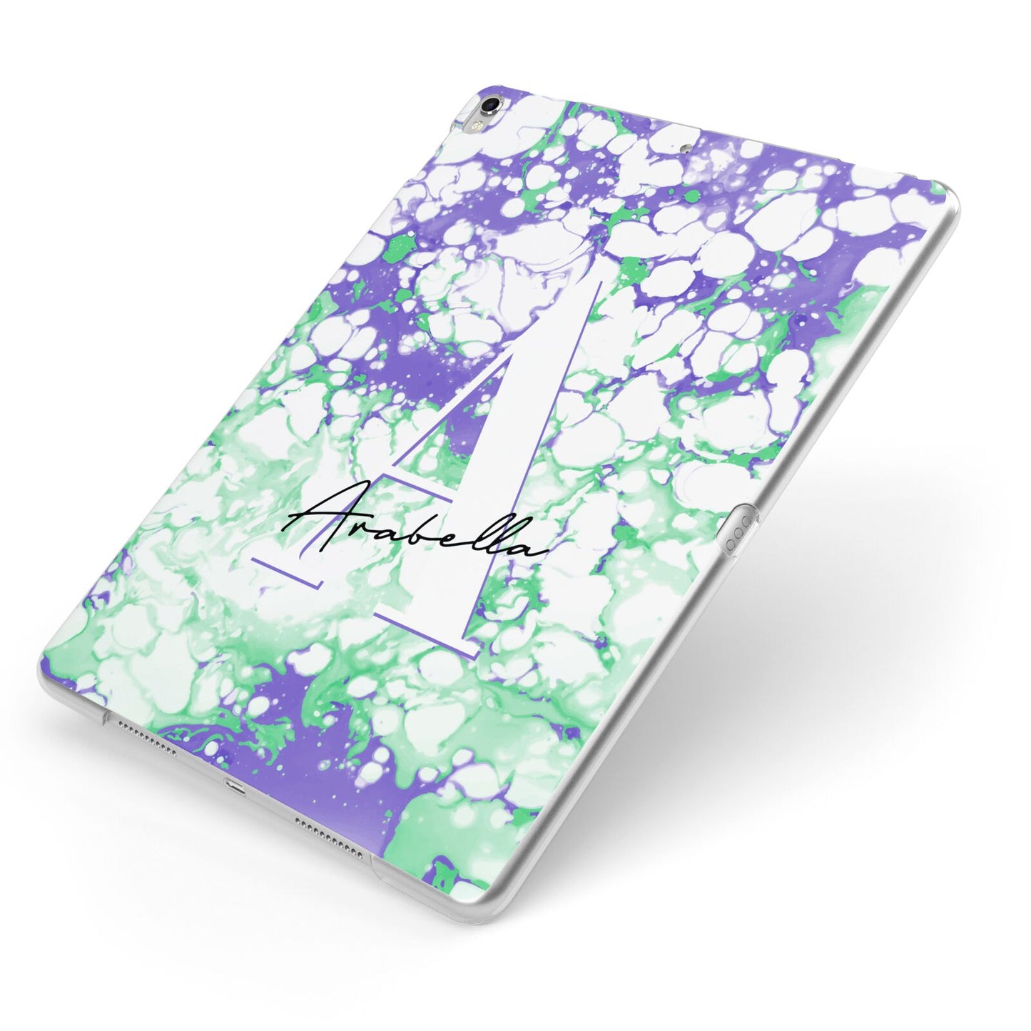 Personalised Liquid Marble Apple iPad Case on Silver iPad Side View