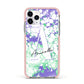 Personalised Liquid Marble Apple iPhone 11 Pro in Silver with Pink Impact Case