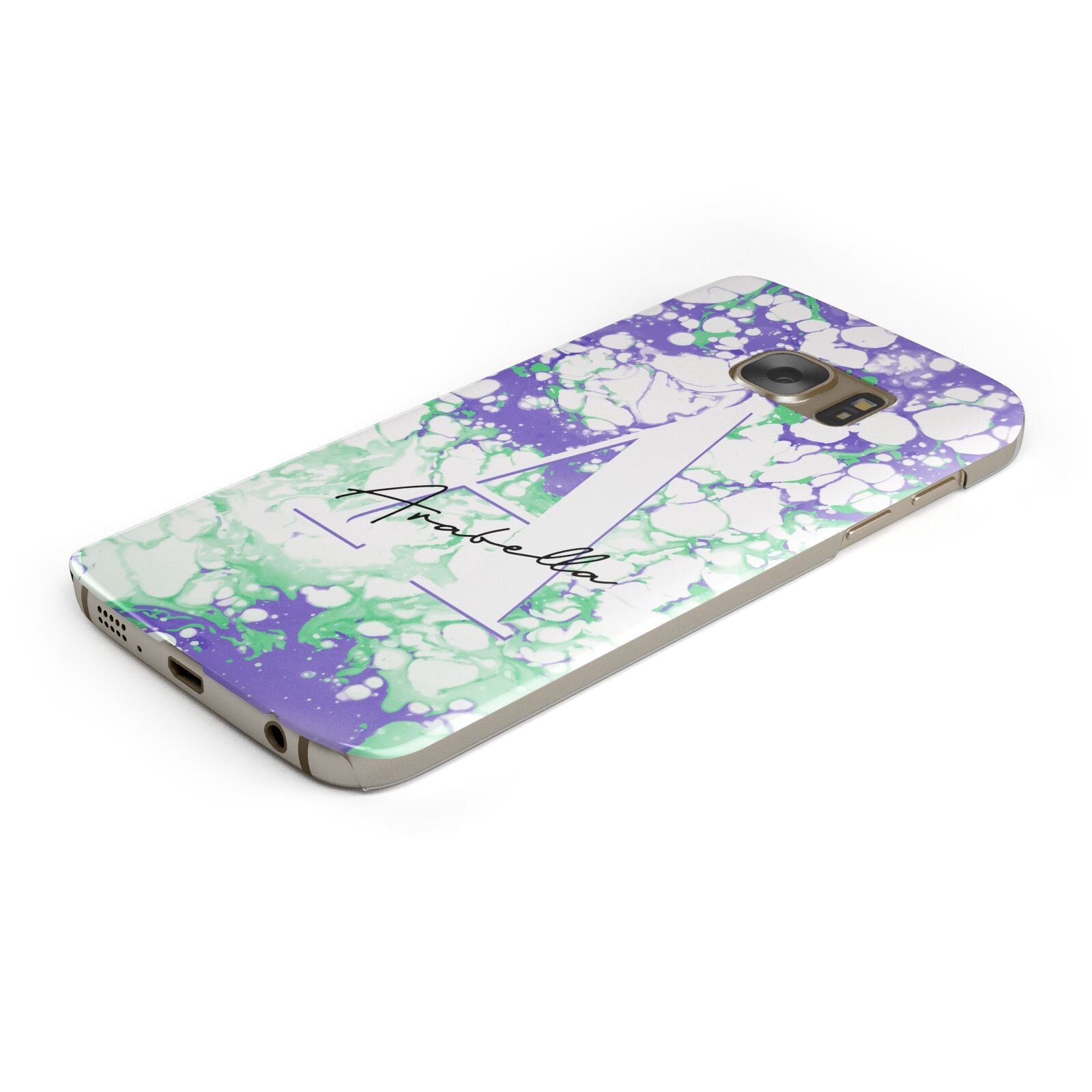 Personalised Liquid Marble Protective Samsung Galaxy Case Angled Image