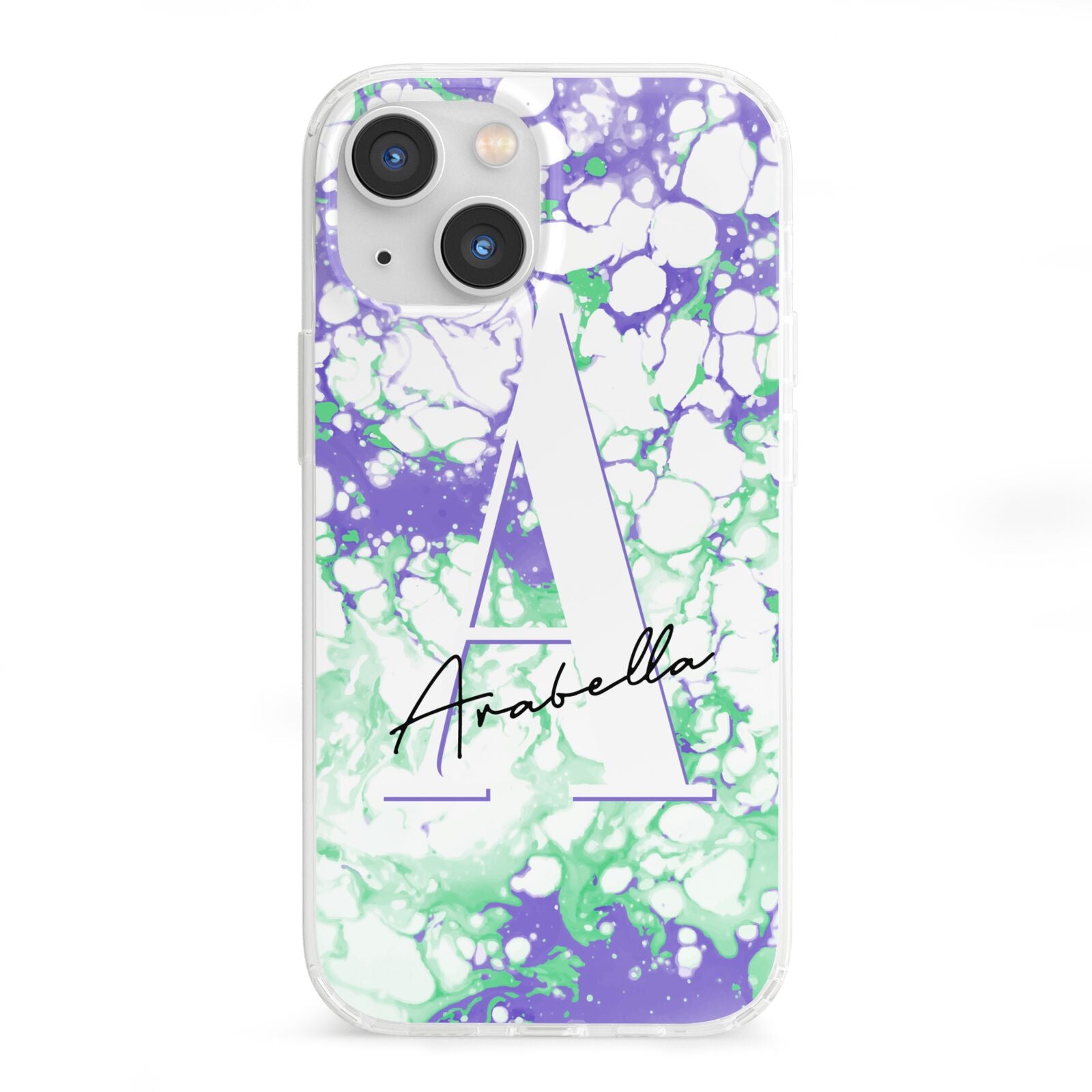 Personalised Liquid Marble iPhone 13 Mini Clear Bumper Case