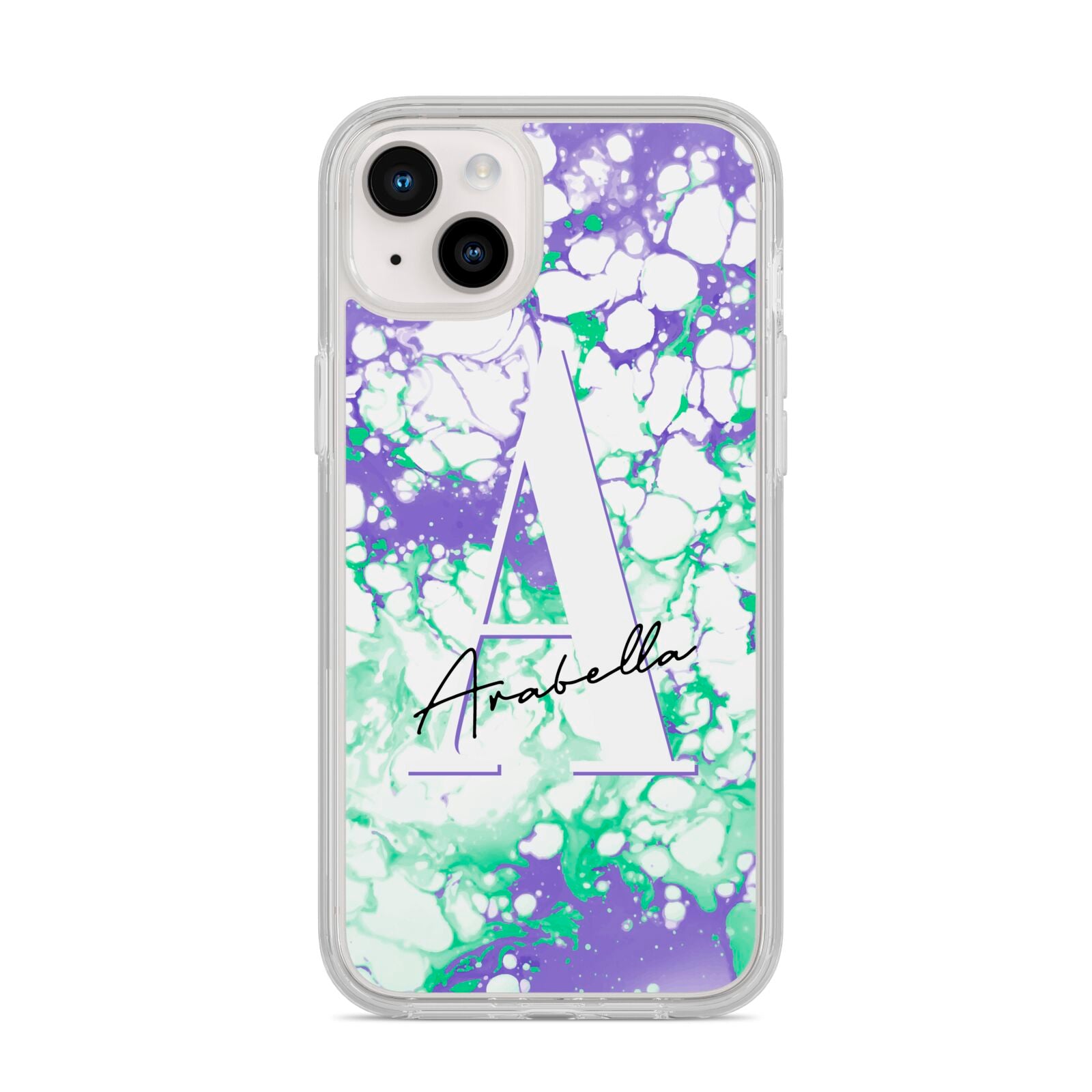 Personalised Liquid Marble iPhone 14 Plus Clear Tough Case Starlight