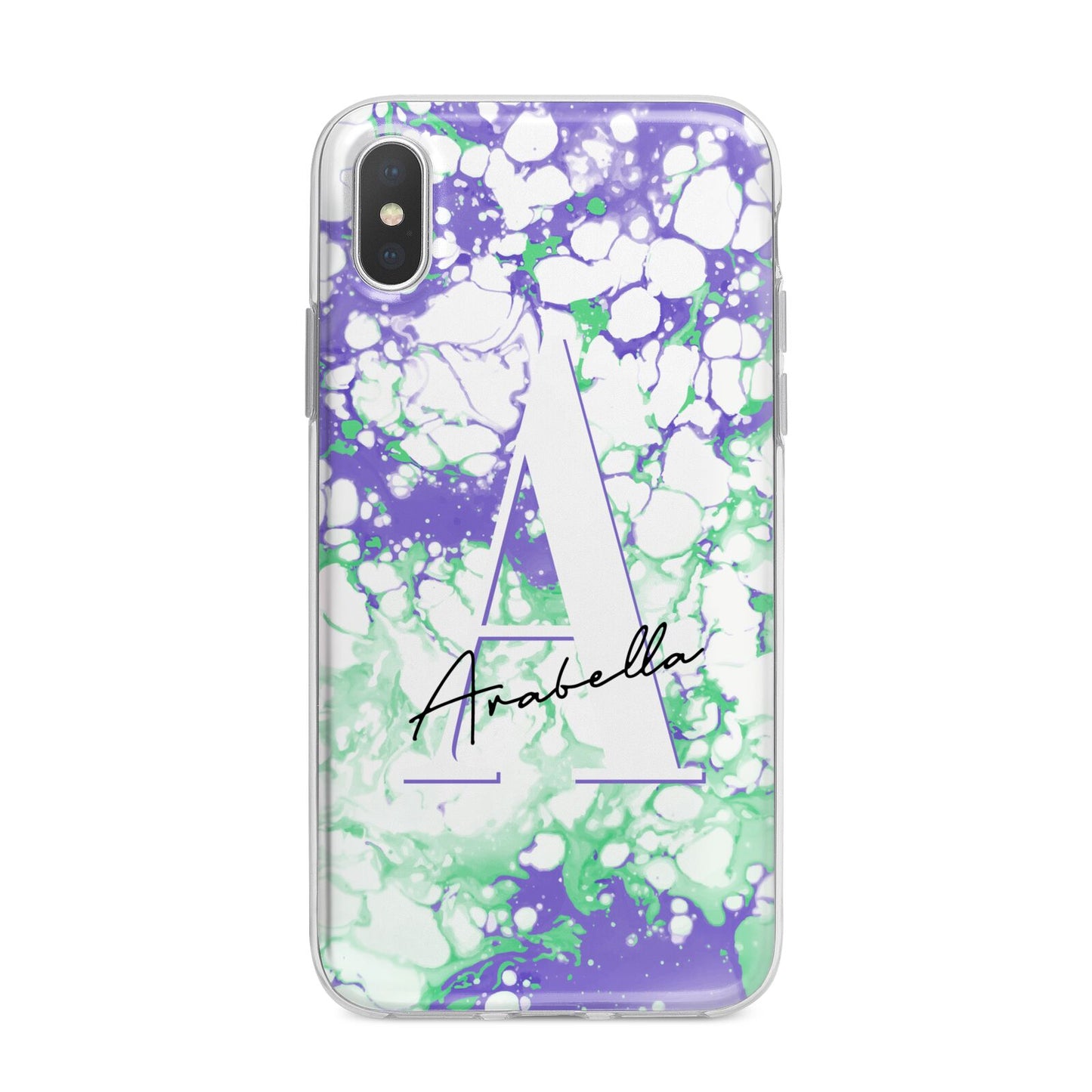 Personalised Liquid Marble iPhone X Bumper Case on Silver iPhone Alternative Image 1