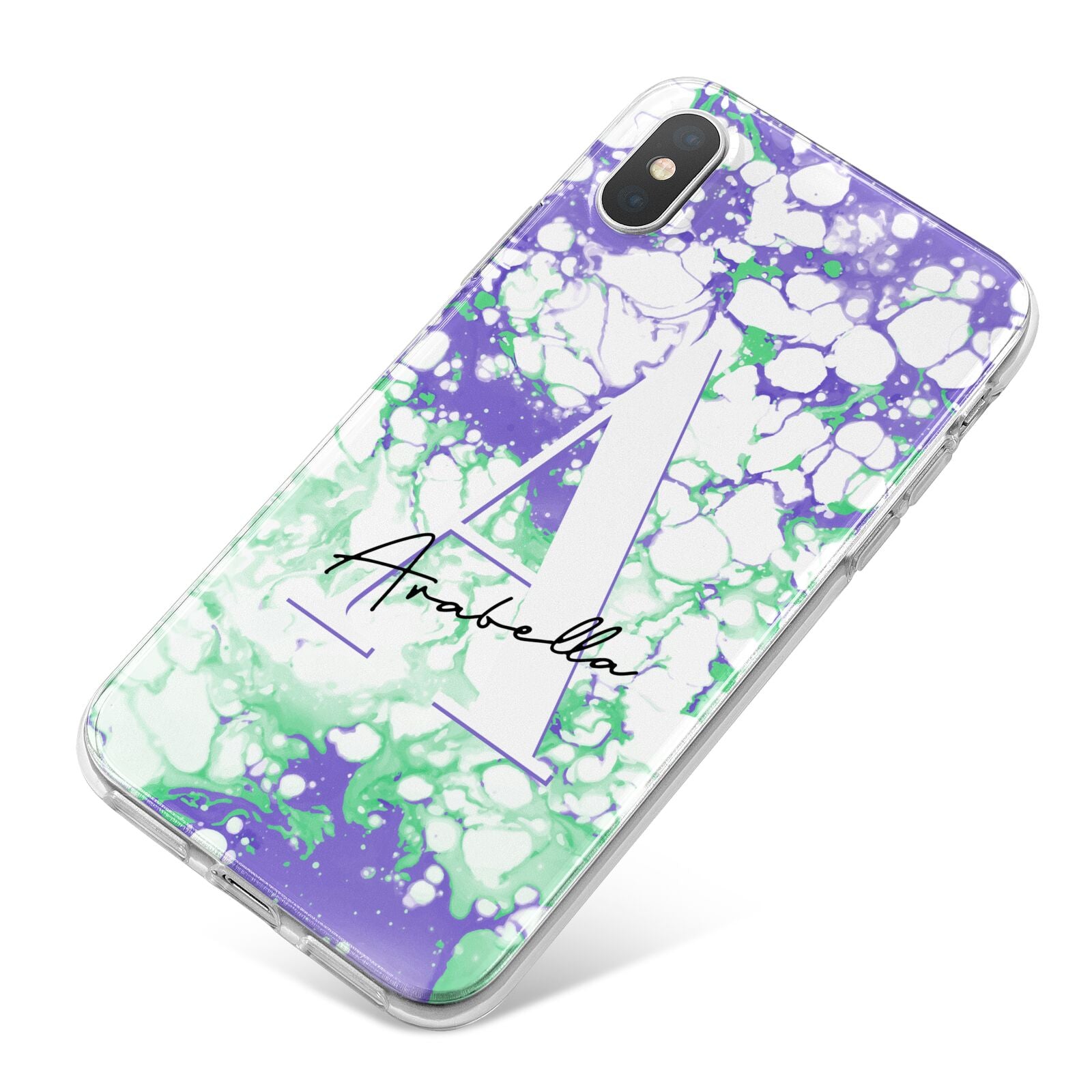 Personalised Liquid Marble iPhone X Bumper Case on Silver iPhone