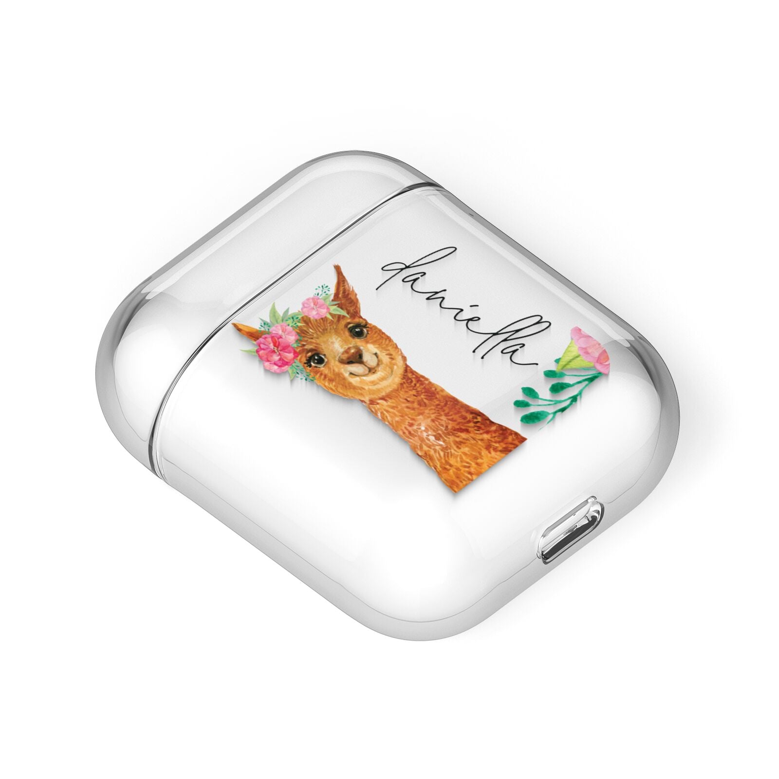 Personalised Llama AirPods Case Laid Flat