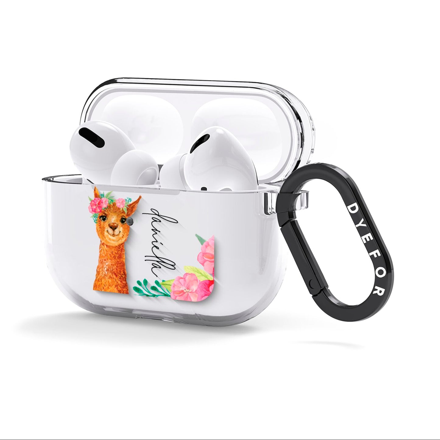 Personalised Llama AirPods Clear Case 3rd Gen Side Image