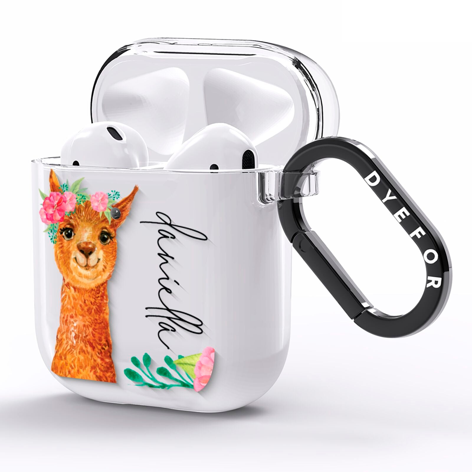 Personalised Llama AirPods Clear Case Side Image