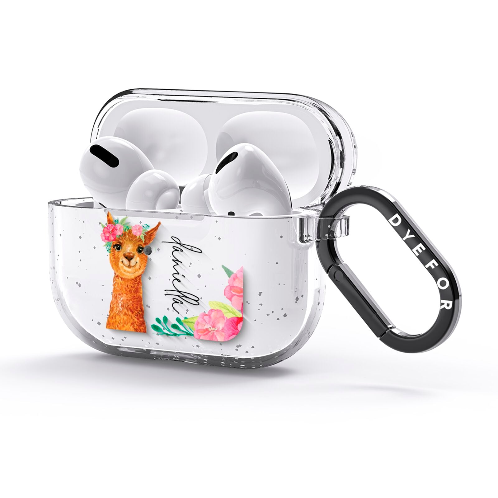 Personalised Llama AirPods Glitter Case 3rd Gen Side Image