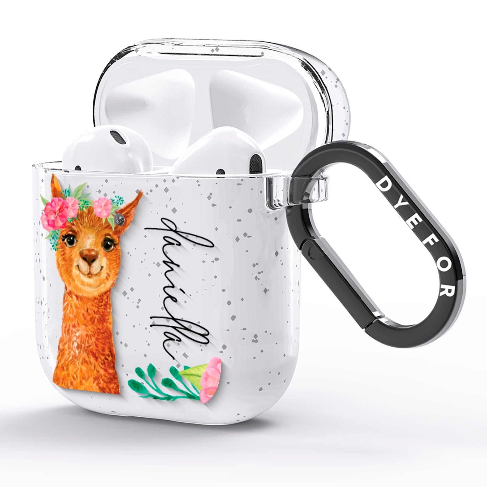 Personalised Llama AirPods Glitter Case Side Image
