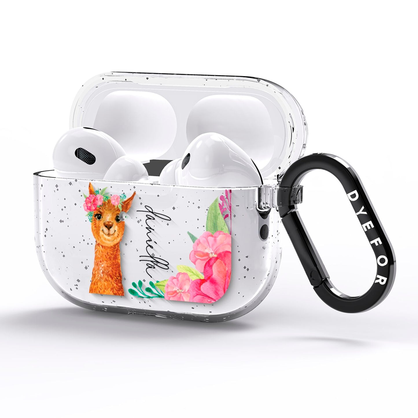 Personalised Llama AirPods Pro Glitter Case Side Image