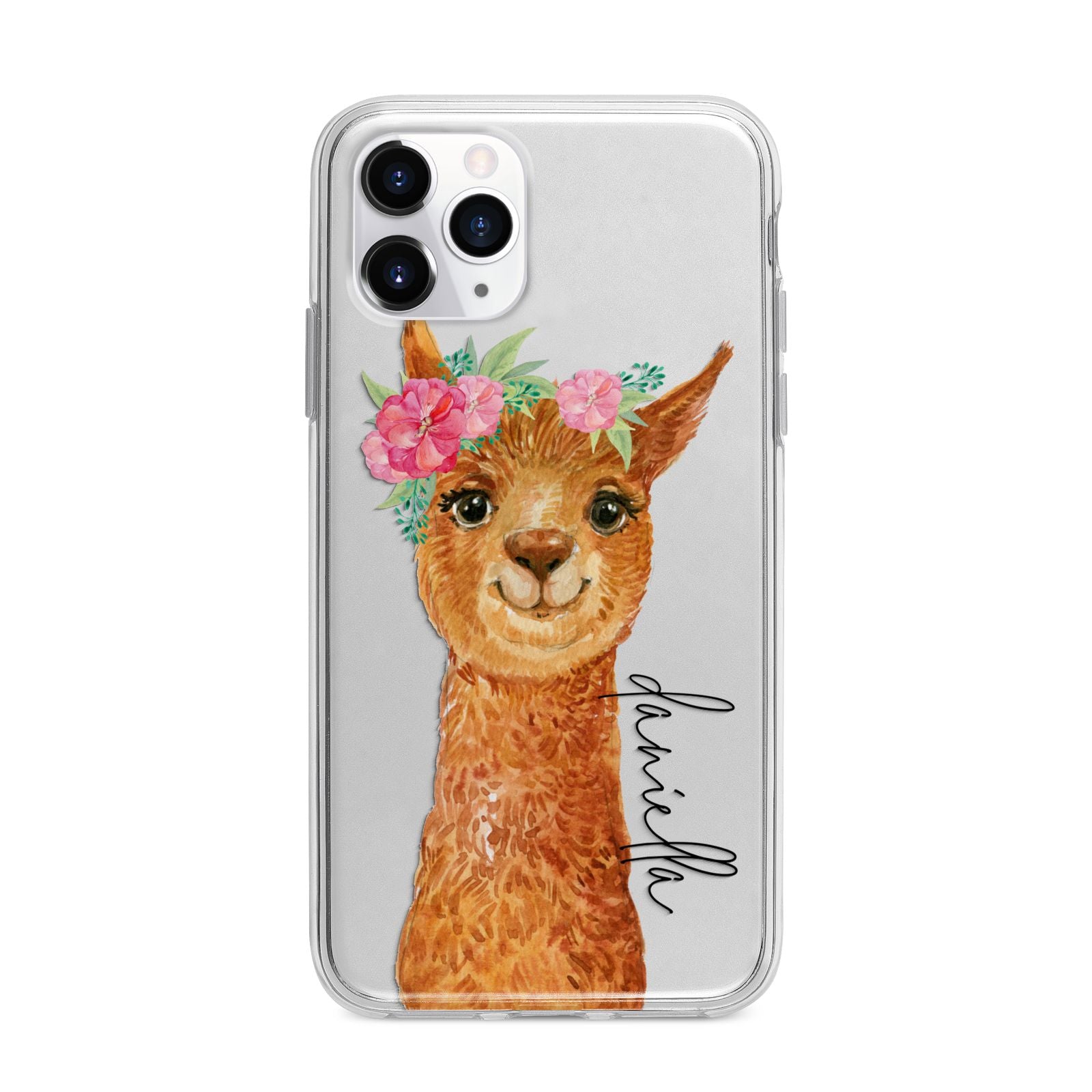 Personalised Llama Apple iPhone 11 Pro in Silver with Bumper Case