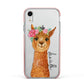 Personalised Llama Apple iPhone XR Impact Case Pink Edge on Silver Phone