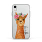 Personalised Llama Apple iPhone XR Impact Case White Edge on Silver Phone