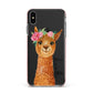 Personalised Llama Apple iPhone Xs Max Impact Case Pink Edge on Black Phone