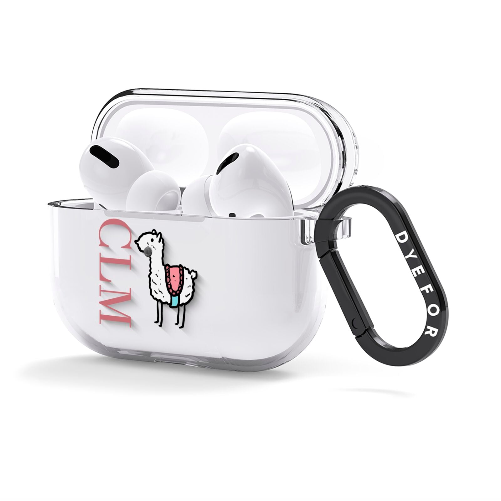 Personalised Llama Initials Monogram AirPods Clear Case 3rd Gen Side Image