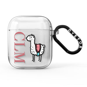 Personalised Llama Initials Monogram AirPods Case