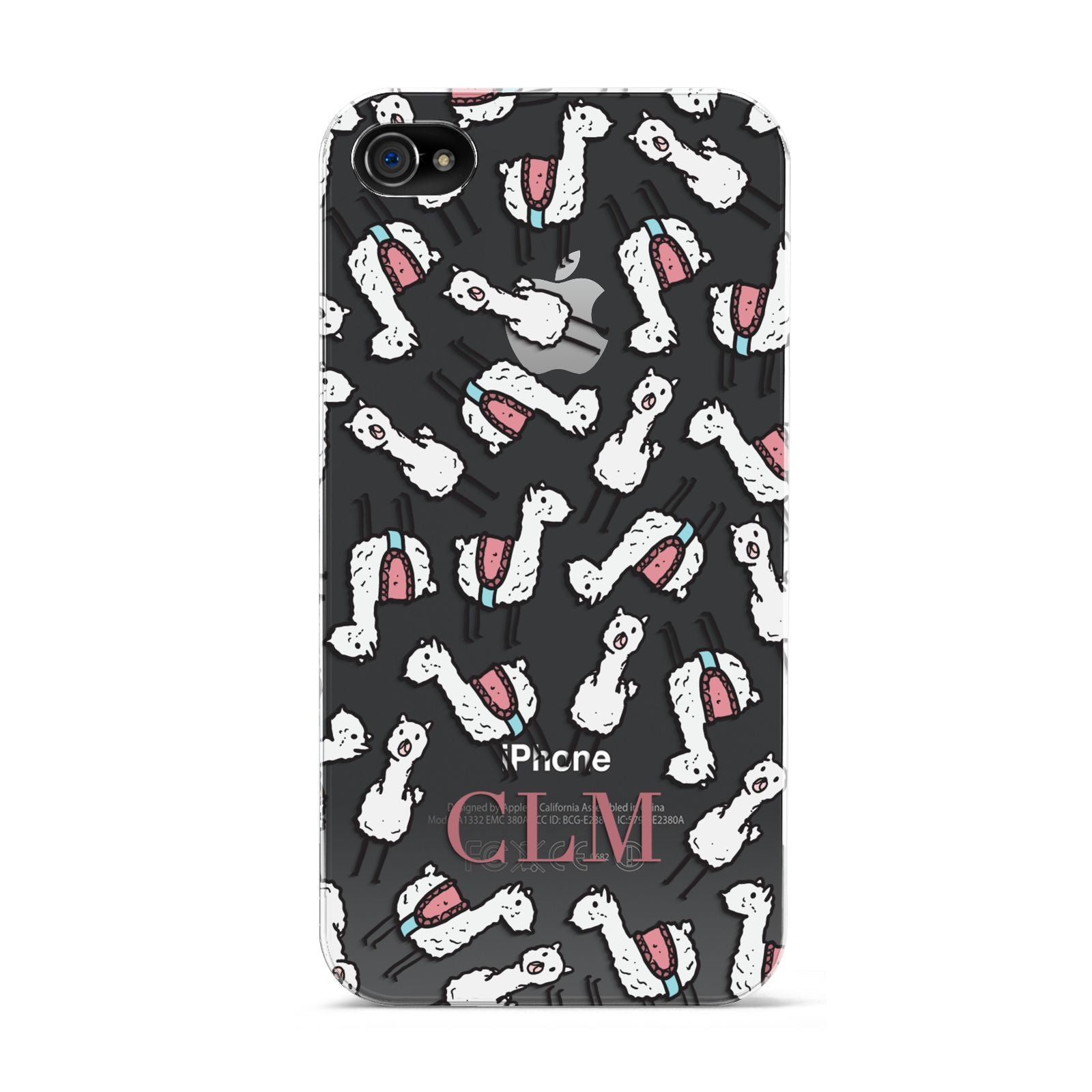 Personalised Llama Initials Monogram Apple iPhone 4s Case