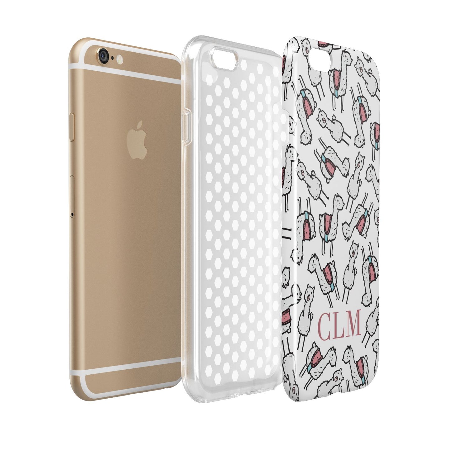 Personalised Llama Initials Monogram Apple iPhone 6 3D Tough Case Expanded view