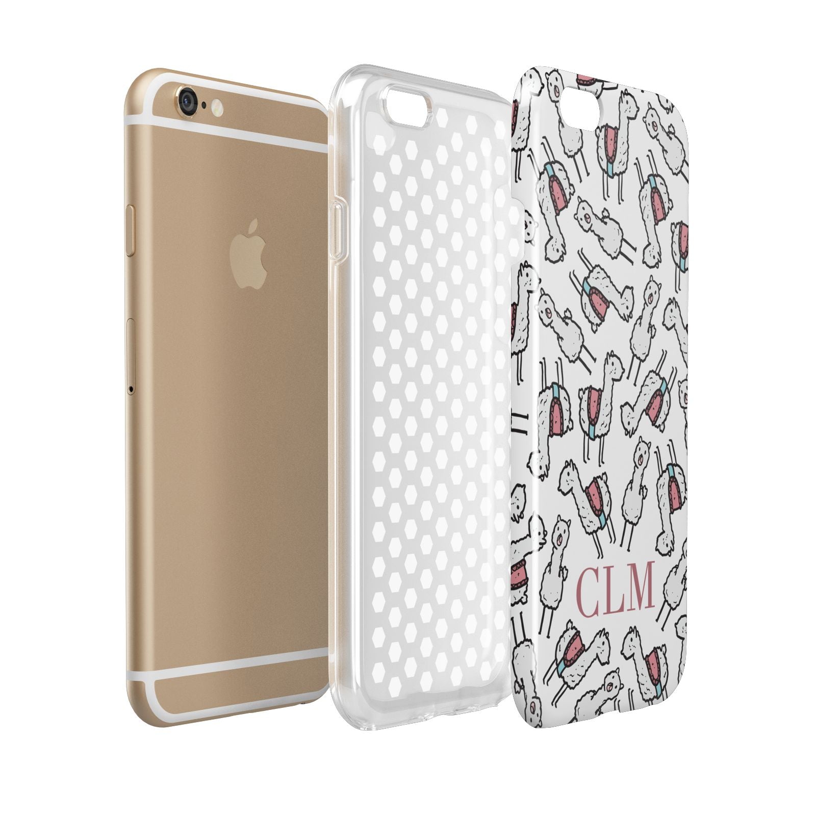 Personalised Llama Initials Monogram Apple iPhone 6 3D Tough Case Expanded view