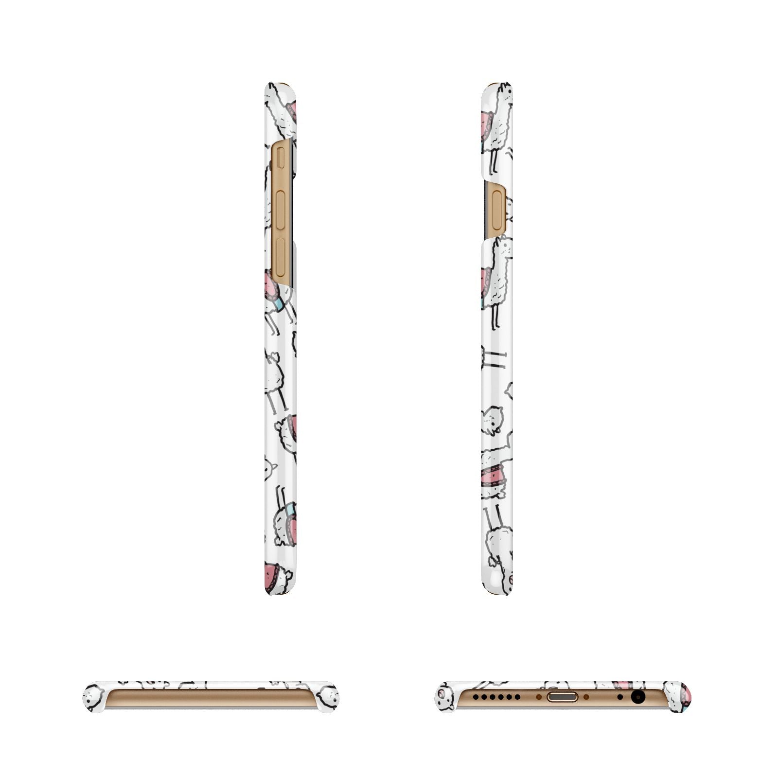 Personalised Llama Initials Monogram Apple iPhone 6 3D Wrap Snap Case Angled Images