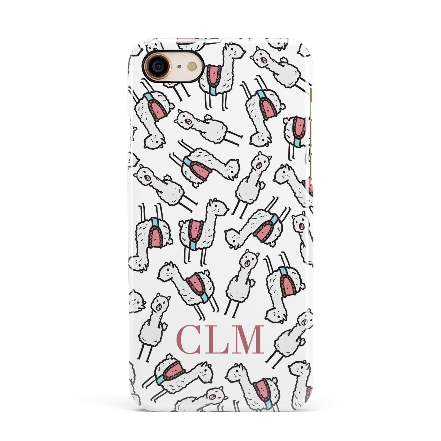 Personalised Llama Initials Monogram Apple iPhone 7 8 3D Snap Case