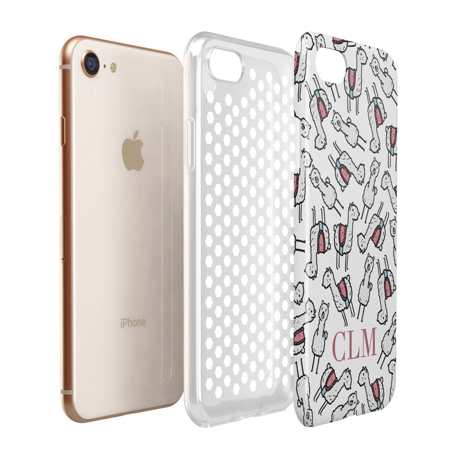 Personalised Llama Initials Monogram Apple iPhone 7 8 3D Tough Case Expanded View