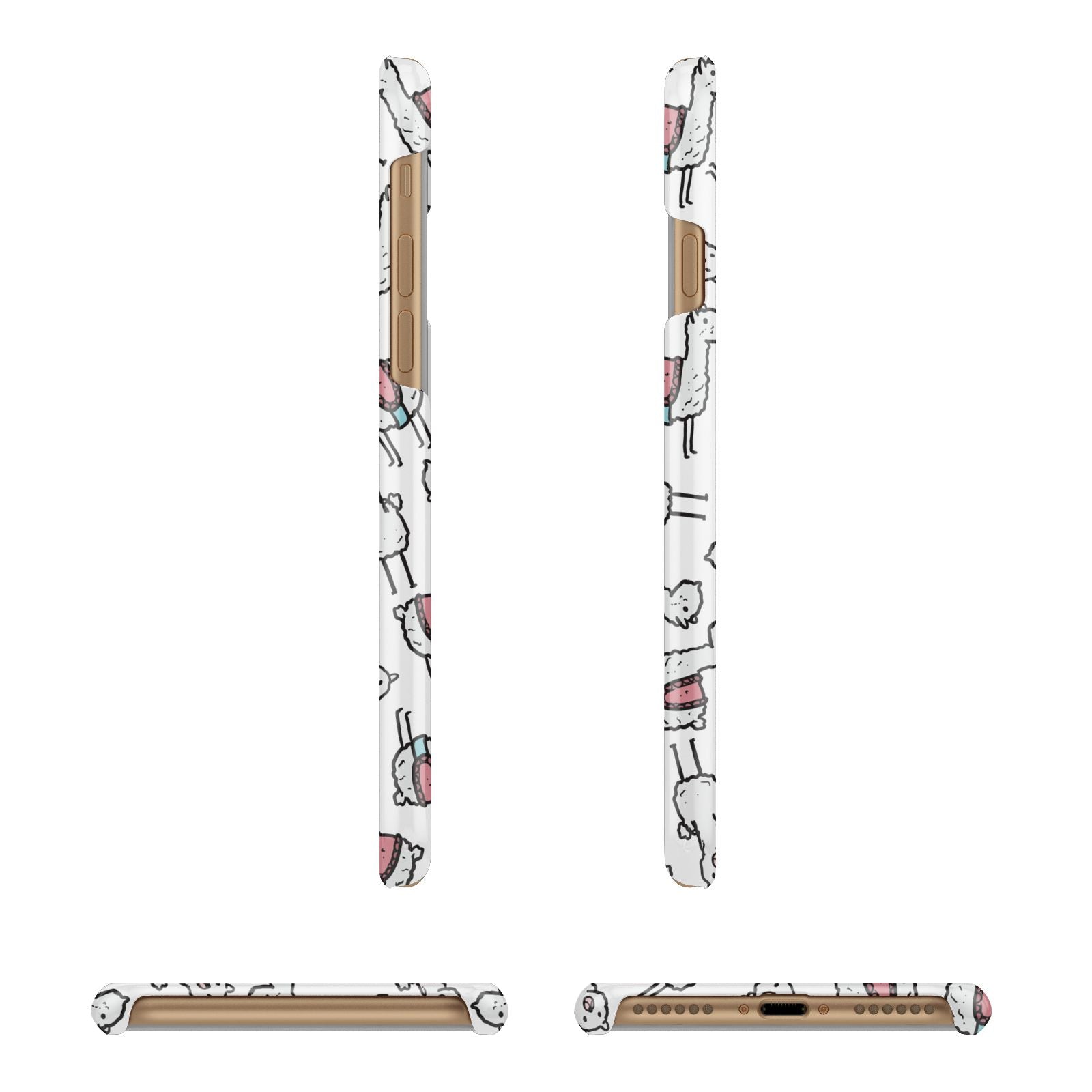 Personalised Llama Initials Monogram Apple iPhone 7 8 3D Wrap Snap Case Angled Images