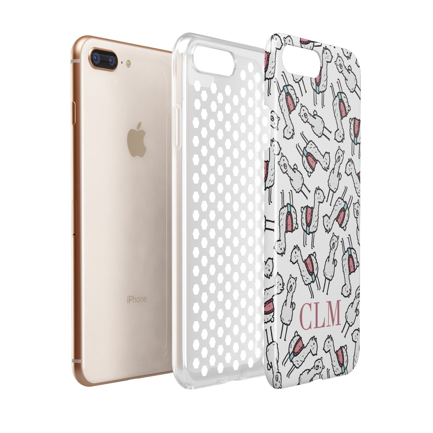 Personalised Llama Initials Monogram Apple iPhone 7 8 Plus 3D Tough Case Expanded View