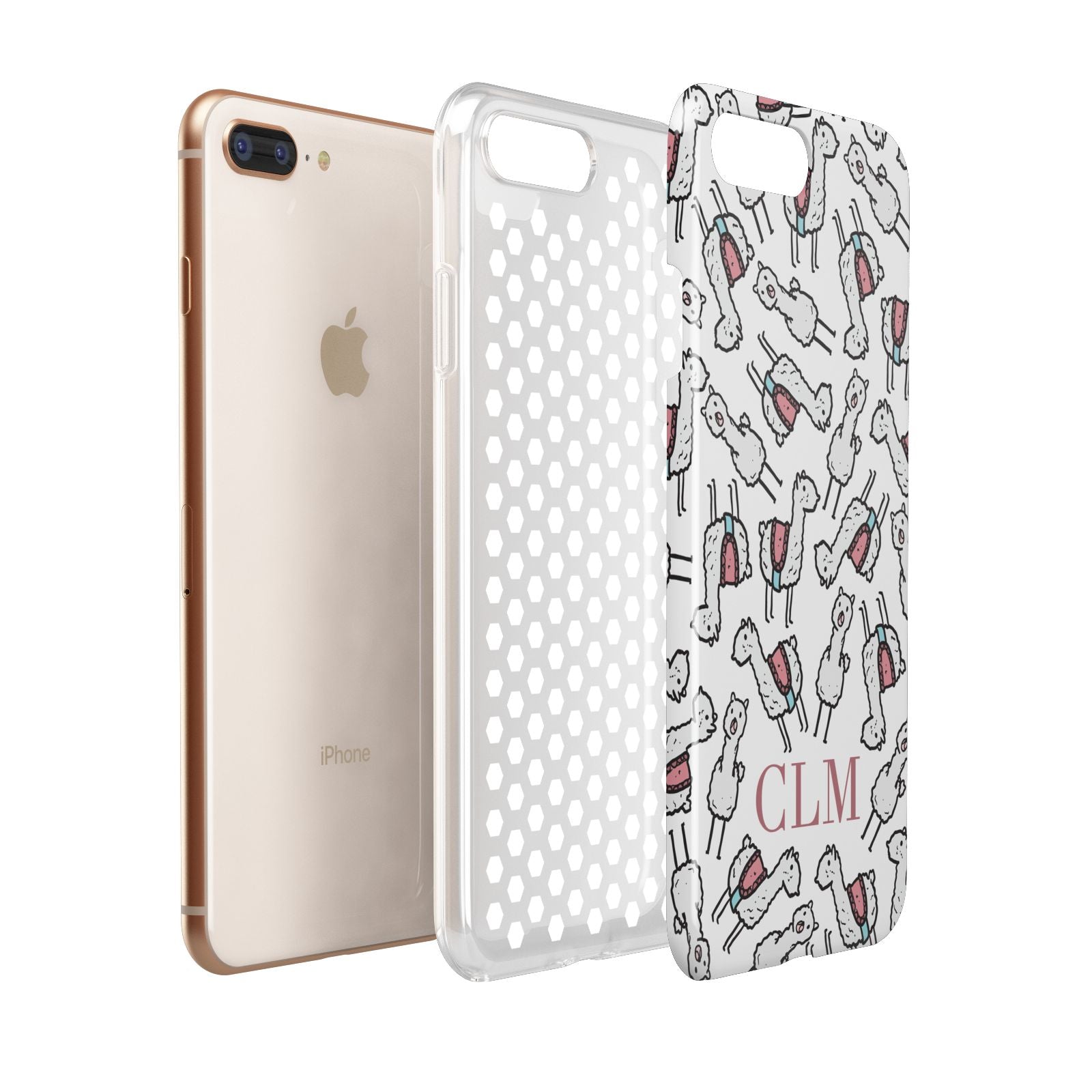 Personalised Llama Initials Monogram Apple iPhone 7 8 Plus 3D Tough Case Expanded View