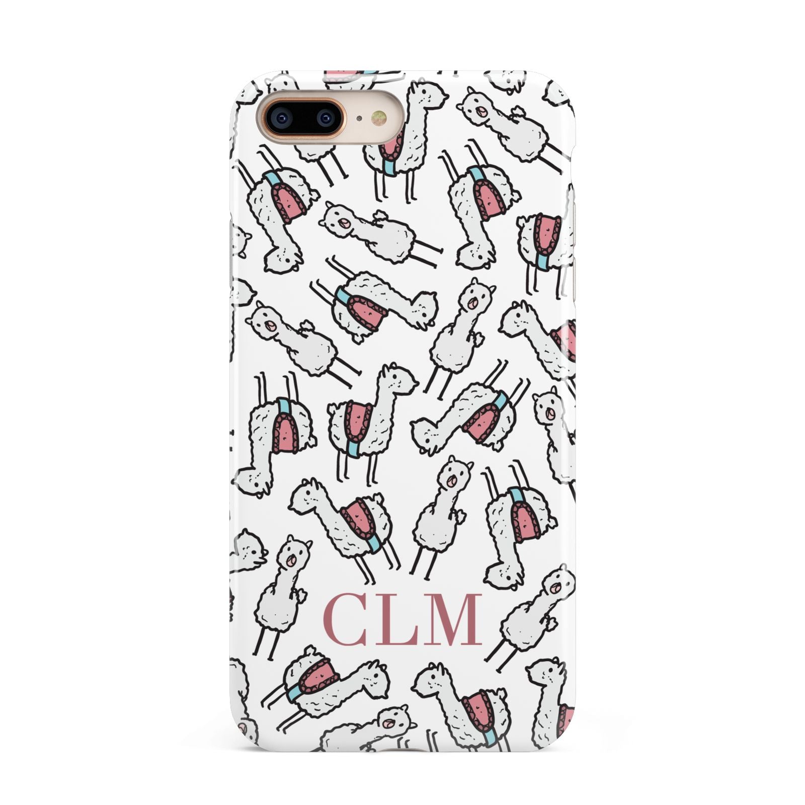 Personalised Llama Initials Monogram Apple iPhone 7 8 Plus 3D Tough Case
