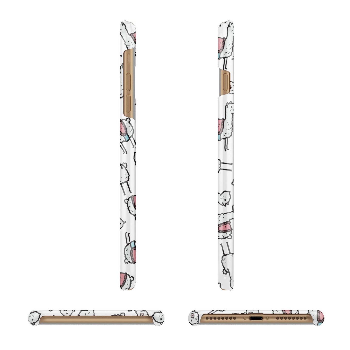 Personalised Llama Initials Monogram Apple iPhone 7 Plus 3D Wrap Snap Case Angled Images