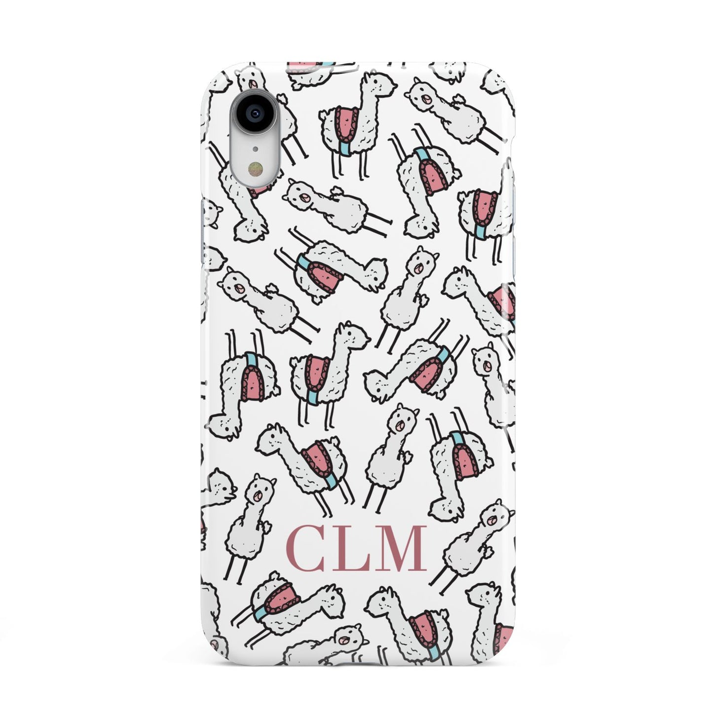 Personalised Llama Initials Monogram Apple iPhone XR White 3D Tough Case