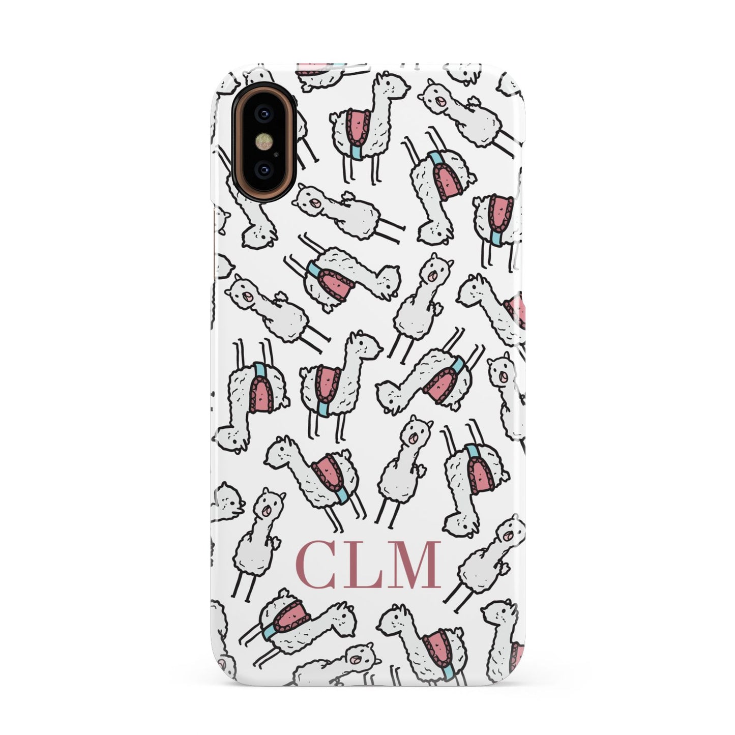 Personalised Llama Initials Monogram Apple iPhone XS 3D Snap Case