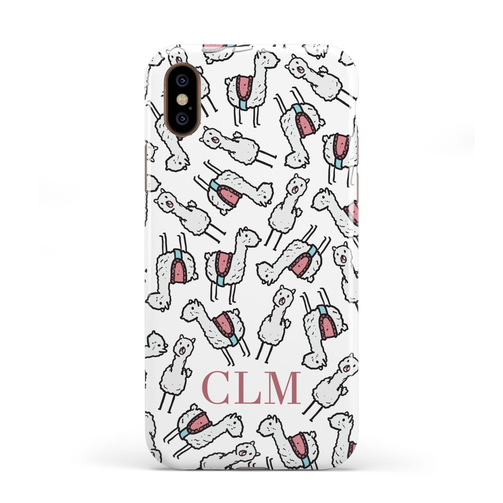 Personalised Llama Initials Monogram Apple iPhone XS 3D Tough