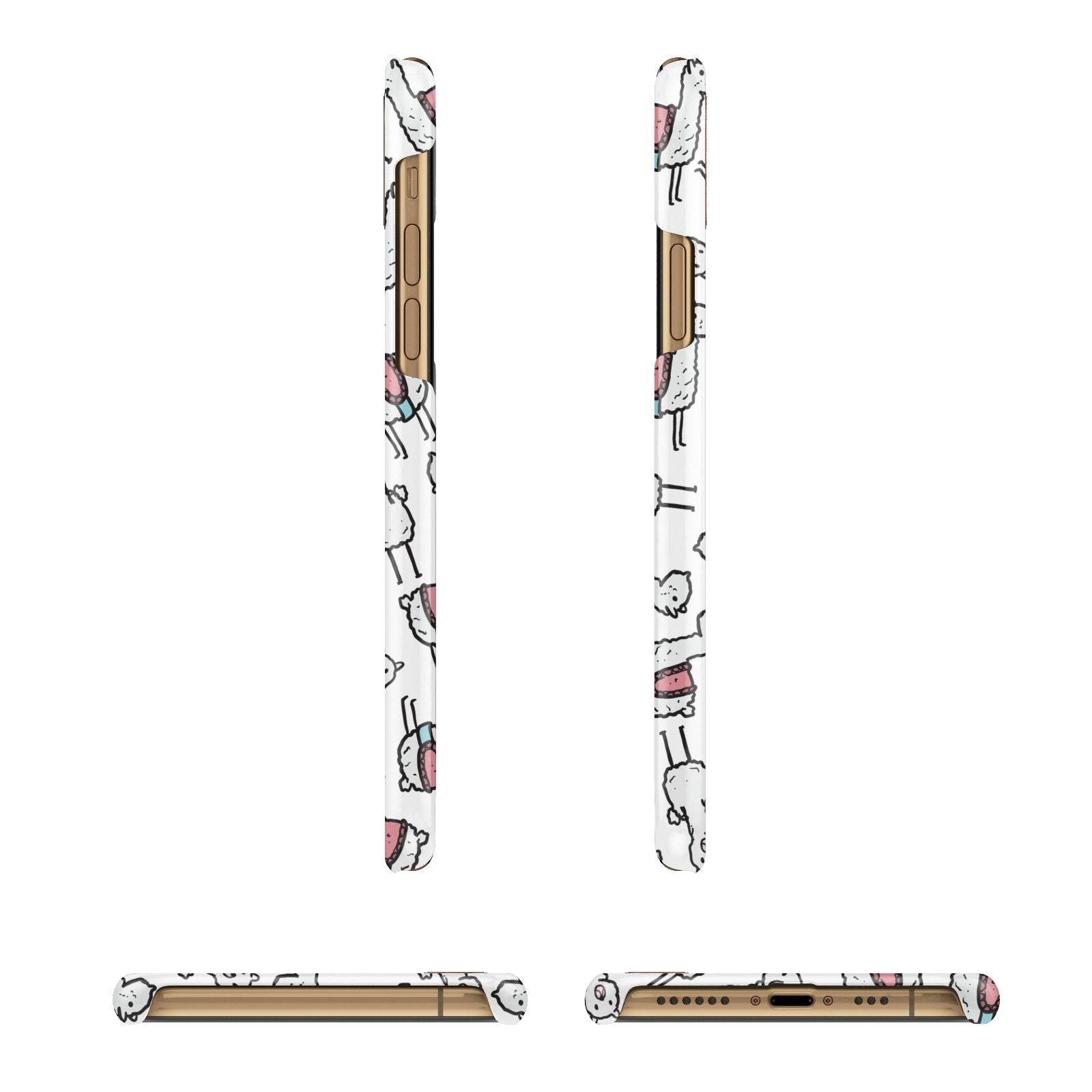 Personalised Llama Initials Monogram Apple iPhone Xs 3D Wrap Snap Case Angled Images