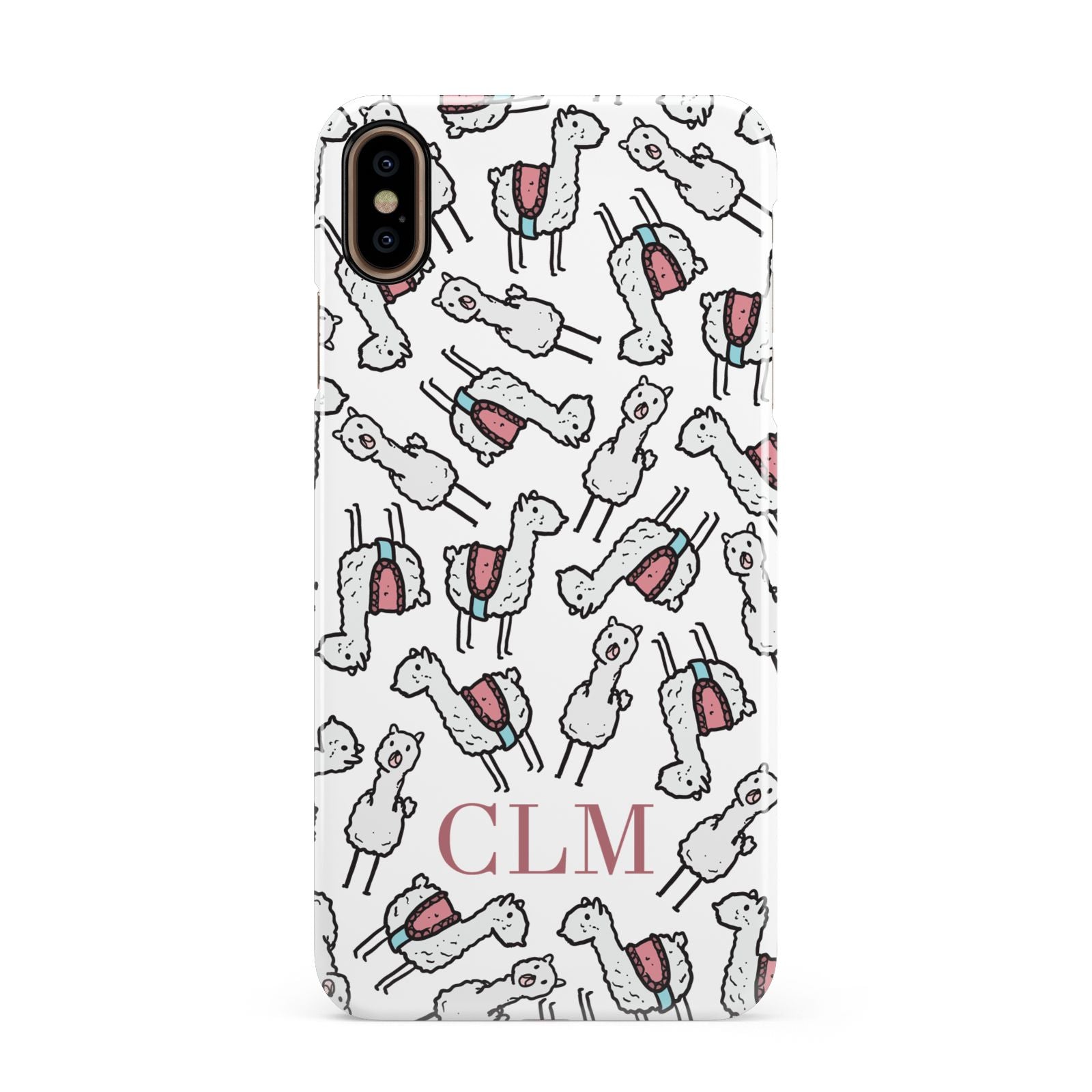 Personalised Llama Initials Monogram Apple iPhone Xs Max 3D Snap Case