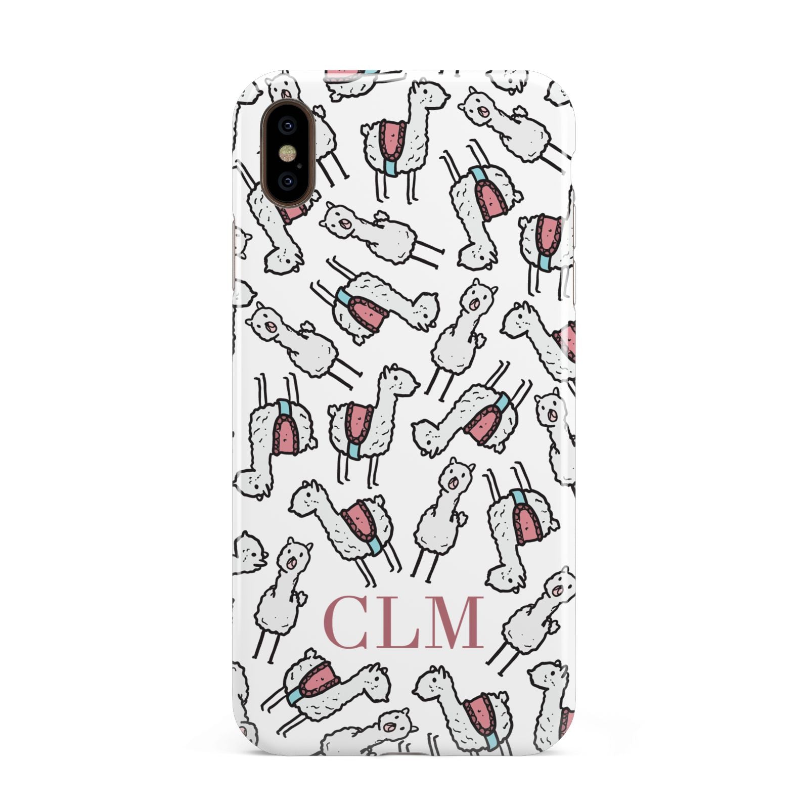 Personalised Llama Initials Monogram Apple iPhone Xs Max 3D Tough Case