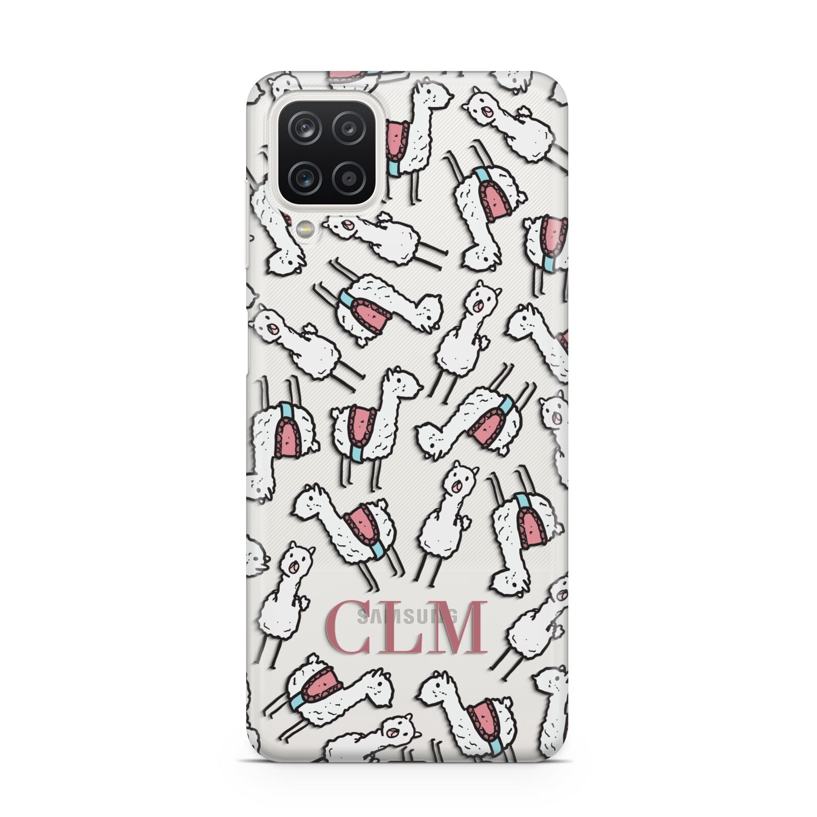 Personalised Llama Initials Monogram Samsung A12 Case