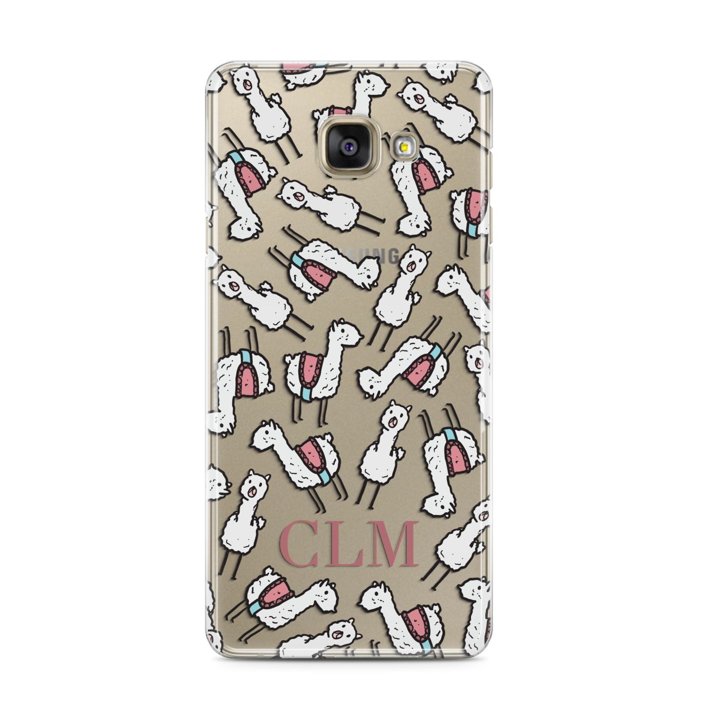 Personalised Llama Initials Monogram Samsung Galaxy A3 2016 Case on gold phone