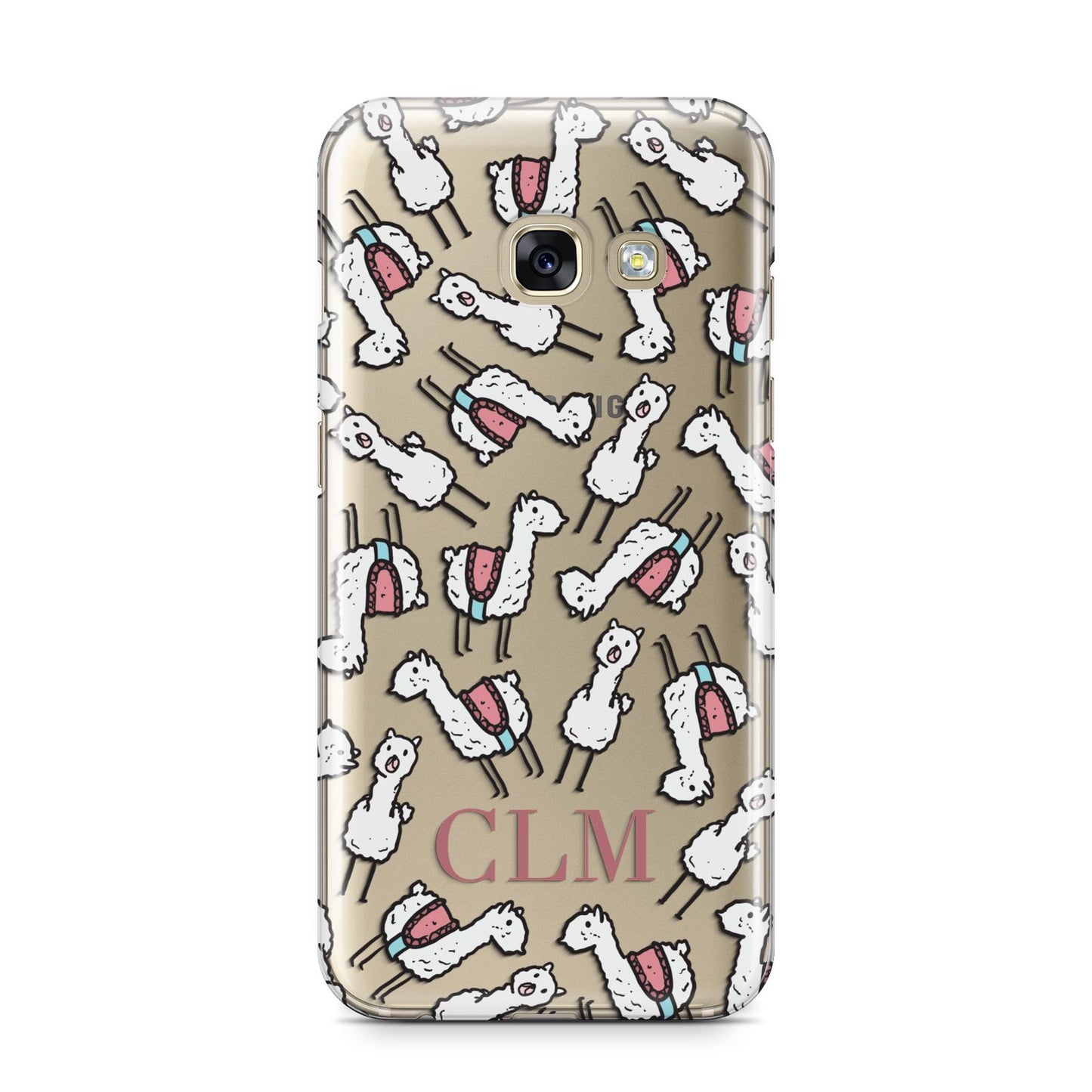 Personalised Llama Initials Monogram Samsung Galaxy A3 2017 Case on gold phone