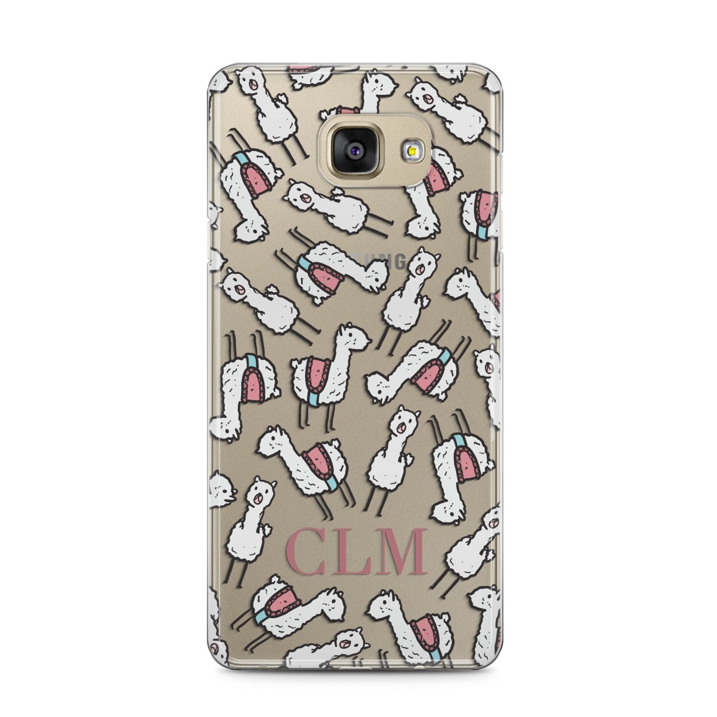 Personalised Llama Initials Monogram Samsung Galaxy A5 2016 Case on gold phone