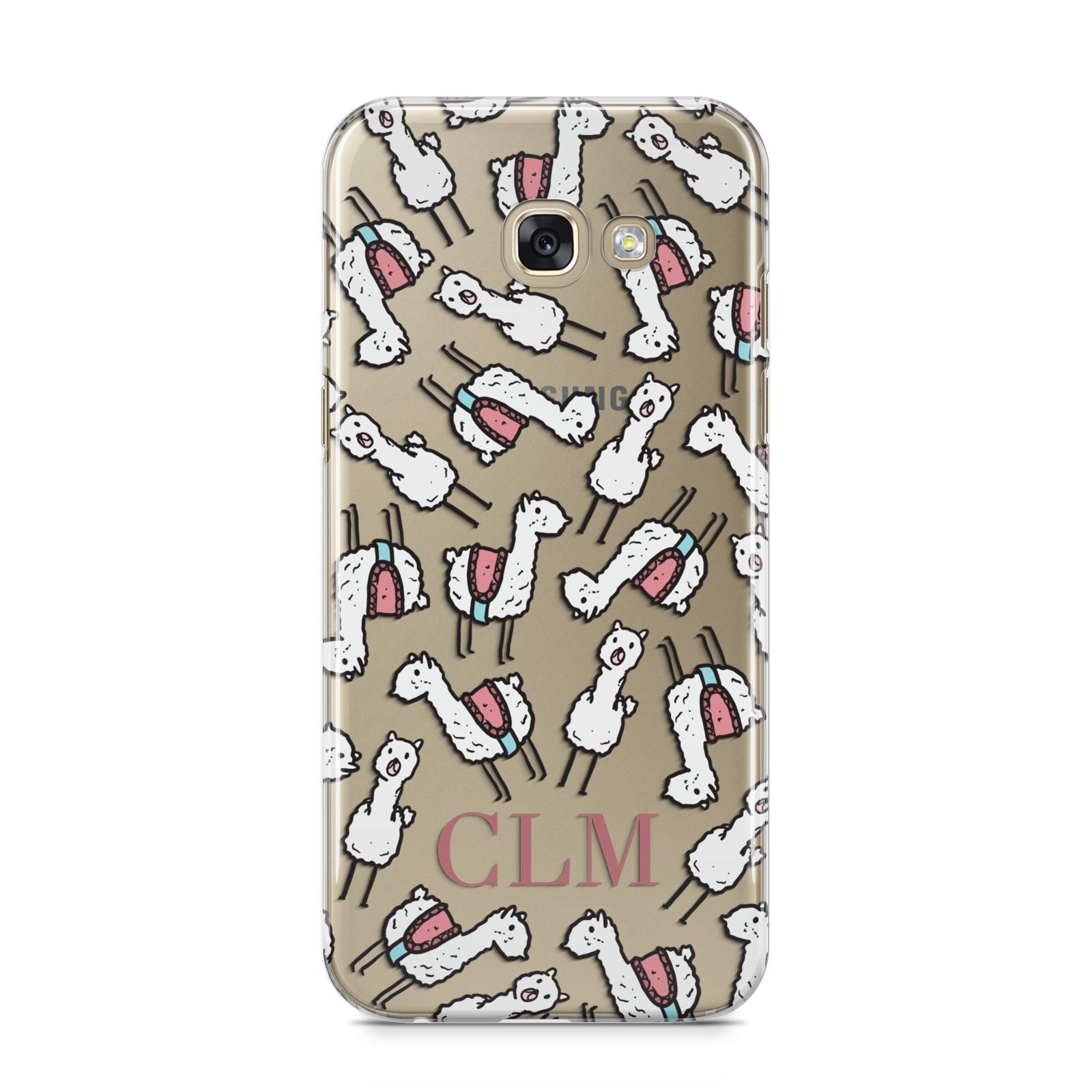 Personalised Llama Initials Monogram Samsung Galaxy A5 2017 Case on gold phone