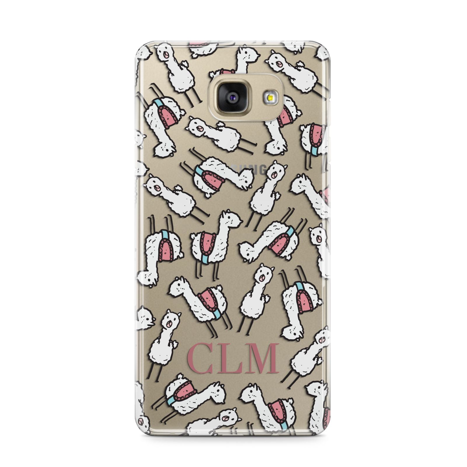 Personalised Llama Initials Monogram Samsung Galaxy A9 2016 Case on gold phone