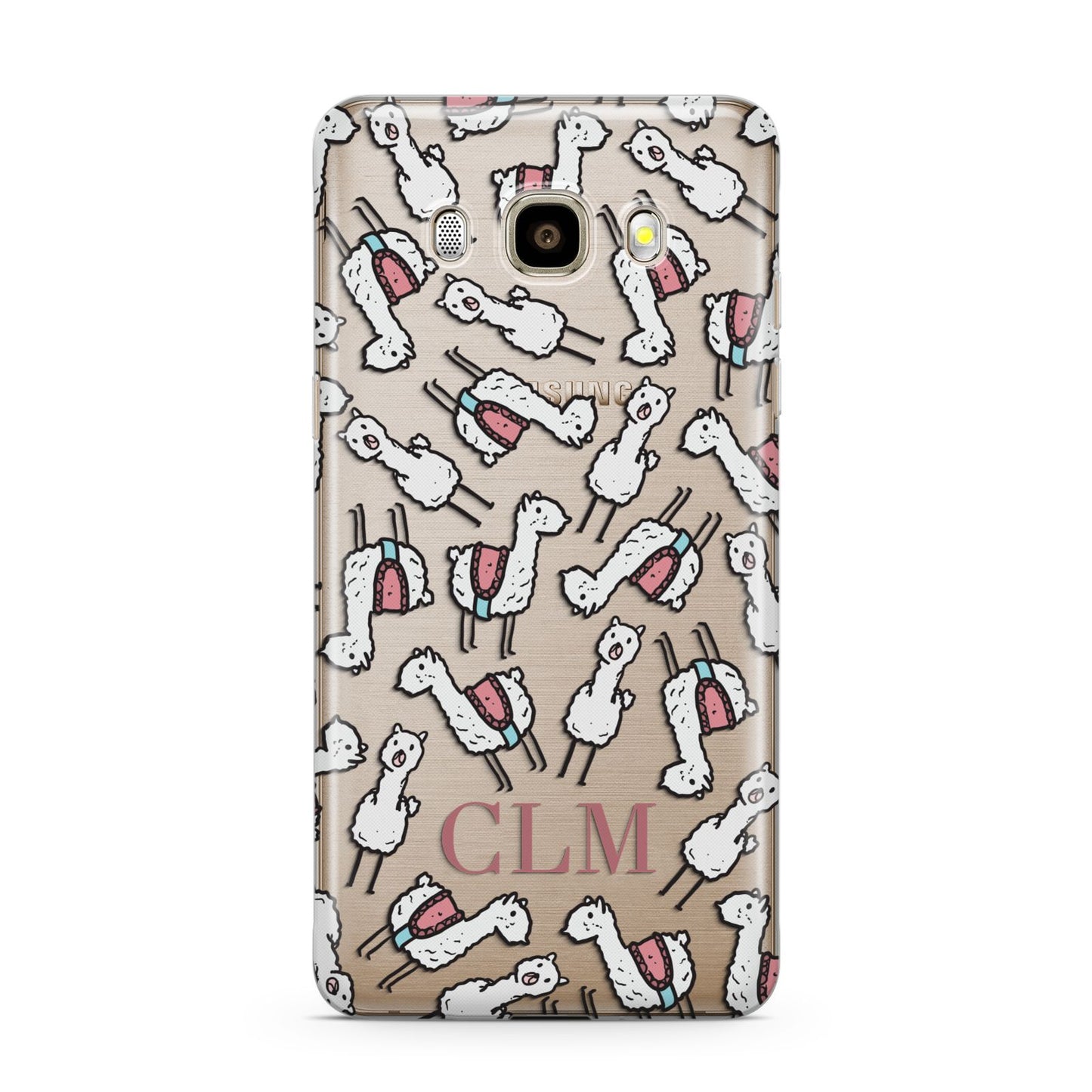 Personalised Llama Initials Monogram Samsung Galaxy J7 2016 Case on gold phone