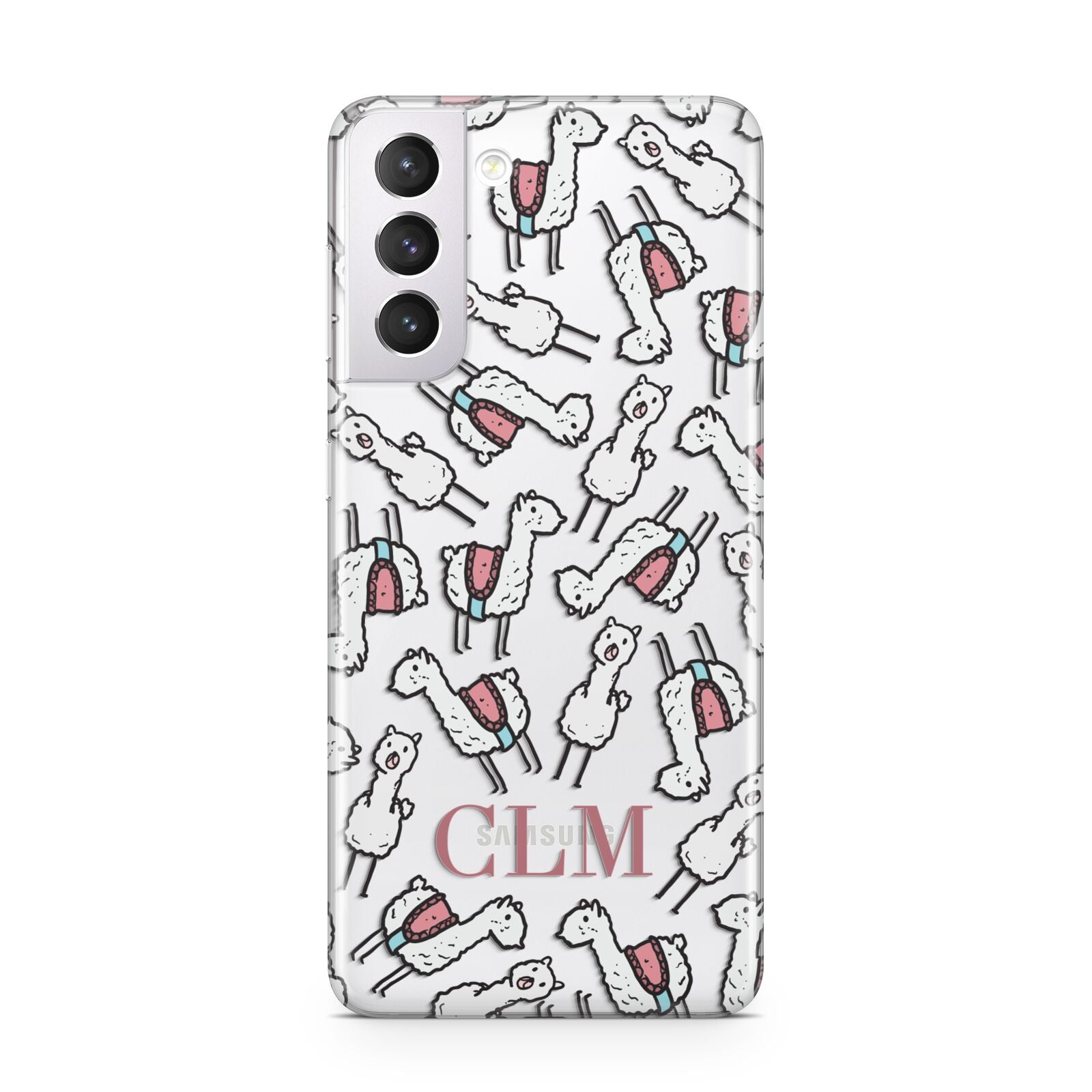 Personalised Llama Initials Monogram Samsung S21 Case