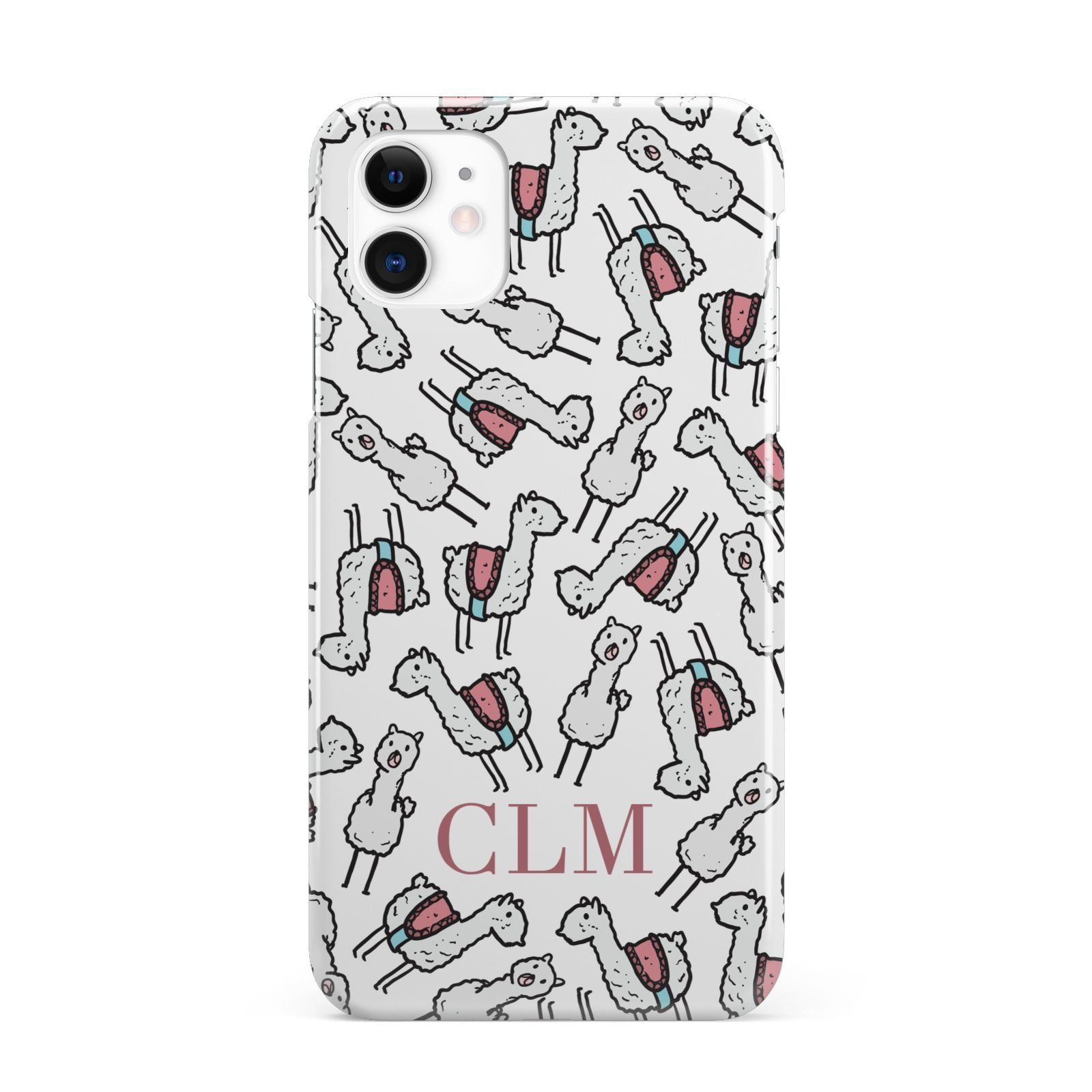 Personalised Llama Initials Monogram iPhone 11 3D Snap Case